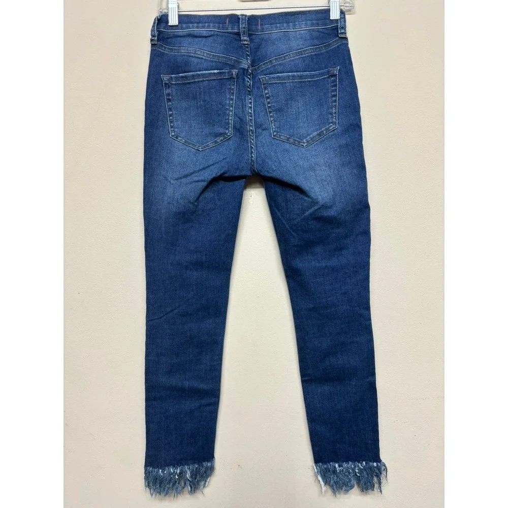 Free People Distressed‎ Skinny Jeans Size 25 Raw Hem Ankle Denim Blue